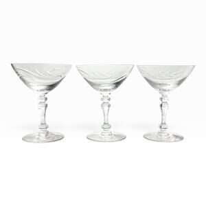 Tiffin Franciscan “Surf” Set of 3 Coupe Champagne Glasses 5 1/4” 6oz